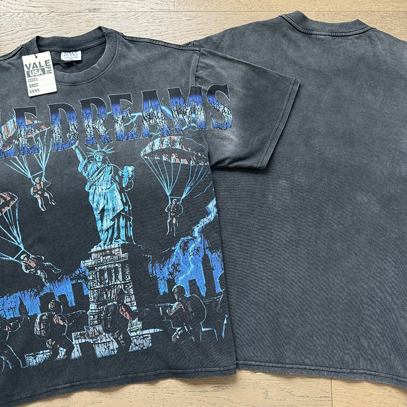 VALE USA Washed Black Graphic T-Shirt — context