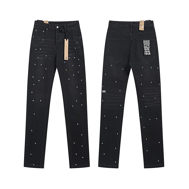 Ksubi Black Cross Embroidered Slim Tapered Jeans — hero