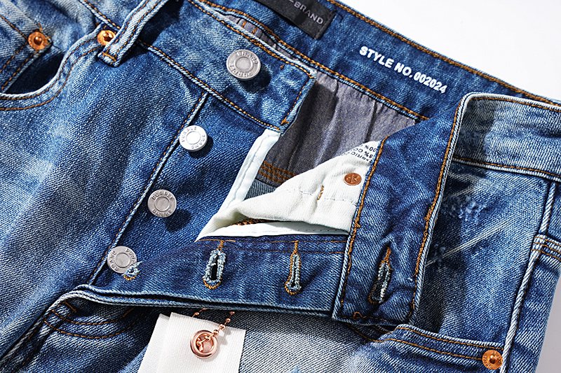 Purple Brand Blue Distressed Washed Denim Jeans — detail