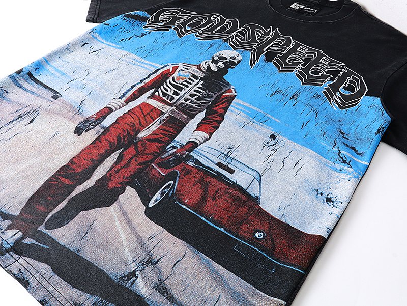 Godspeed Skeleton Racing Graphic T-Shirt — detail