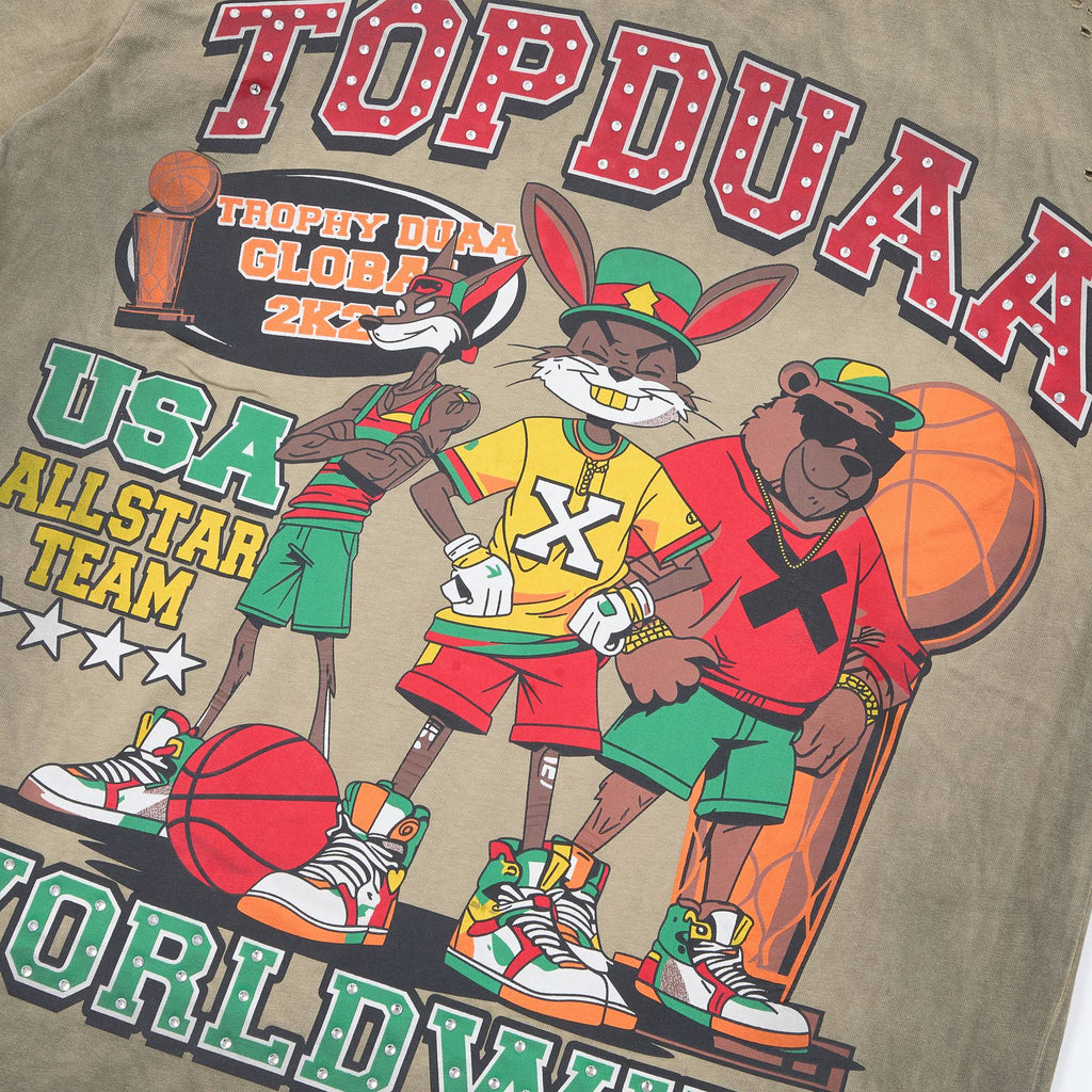 DUAA All Star Basketball Graphic Short-Sleeve T-Shirt - Olive — detail