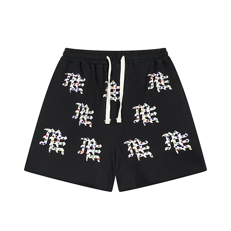 MIXED EMOTION Multicolor Rhinestone Graphic Shorts — hero