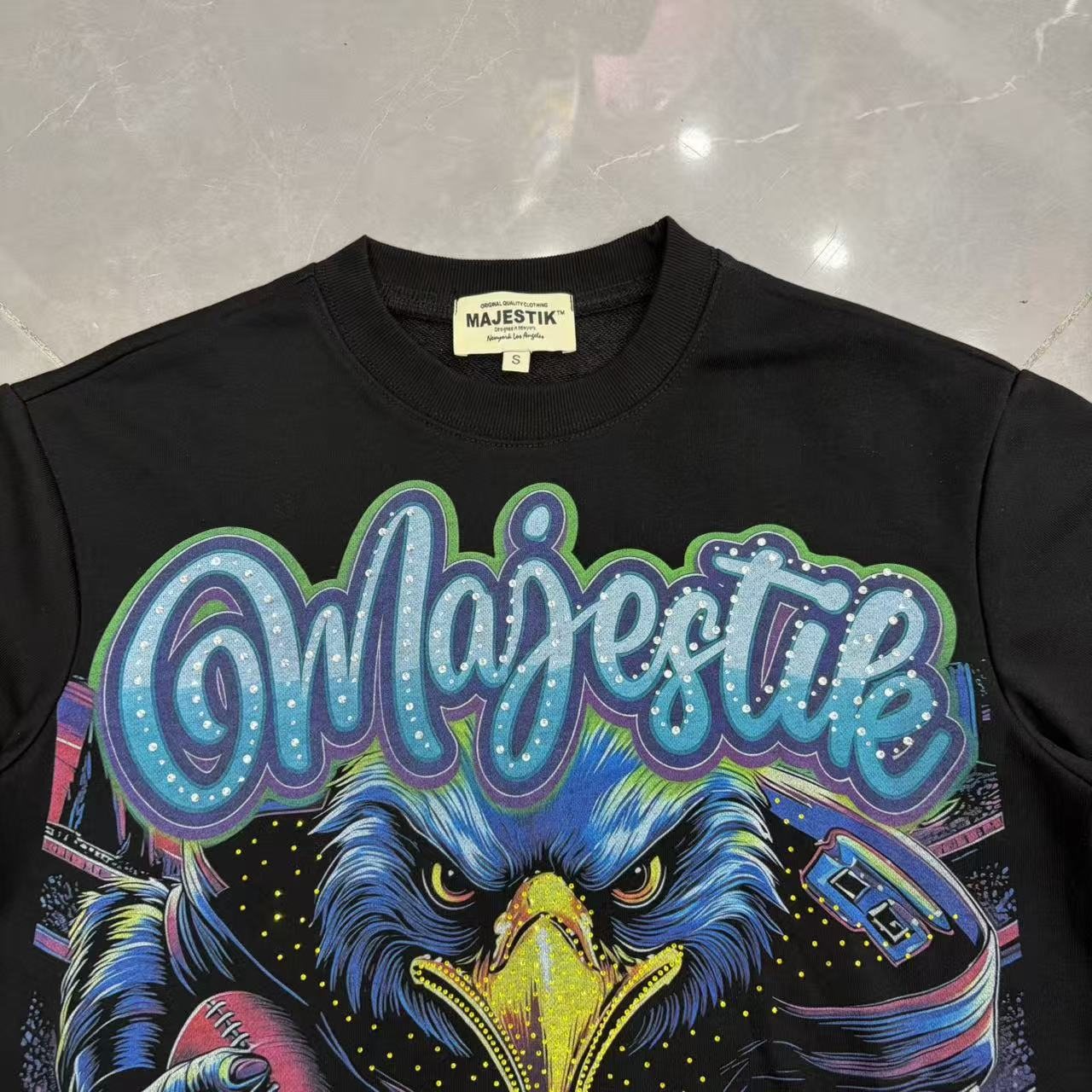 MAJESTIK Eagle Script Graphic Short-Sleeve T-Shirt — detail