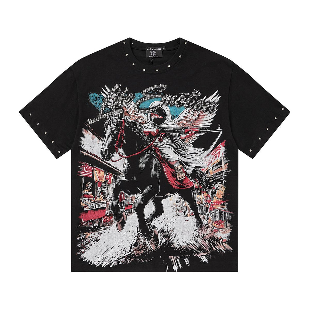 MIXED EMOTION Rhinestone Front Graphic T-Shirt — hero