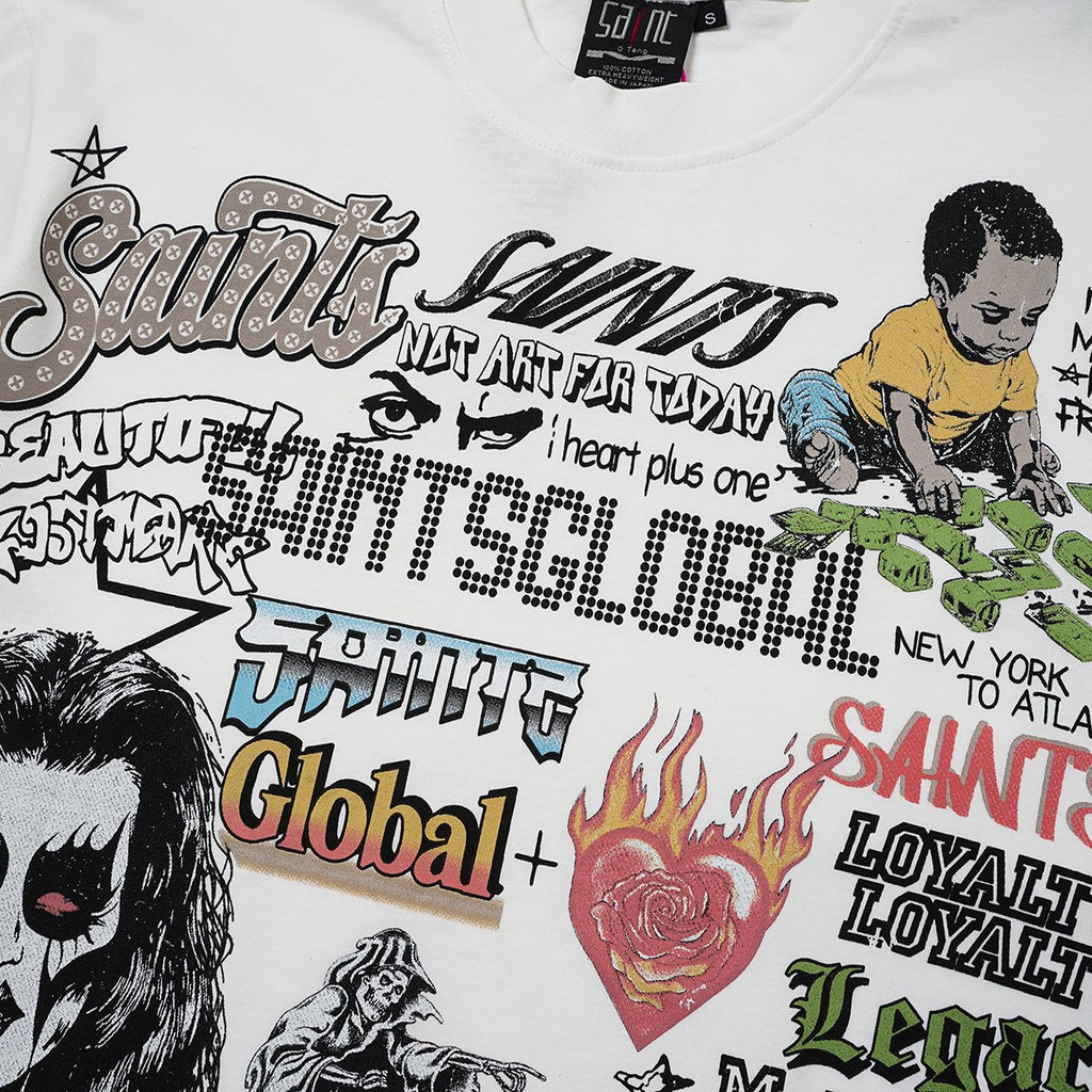 SAINT White Collage Graphic Short-Sleeve T-Shirt — detail