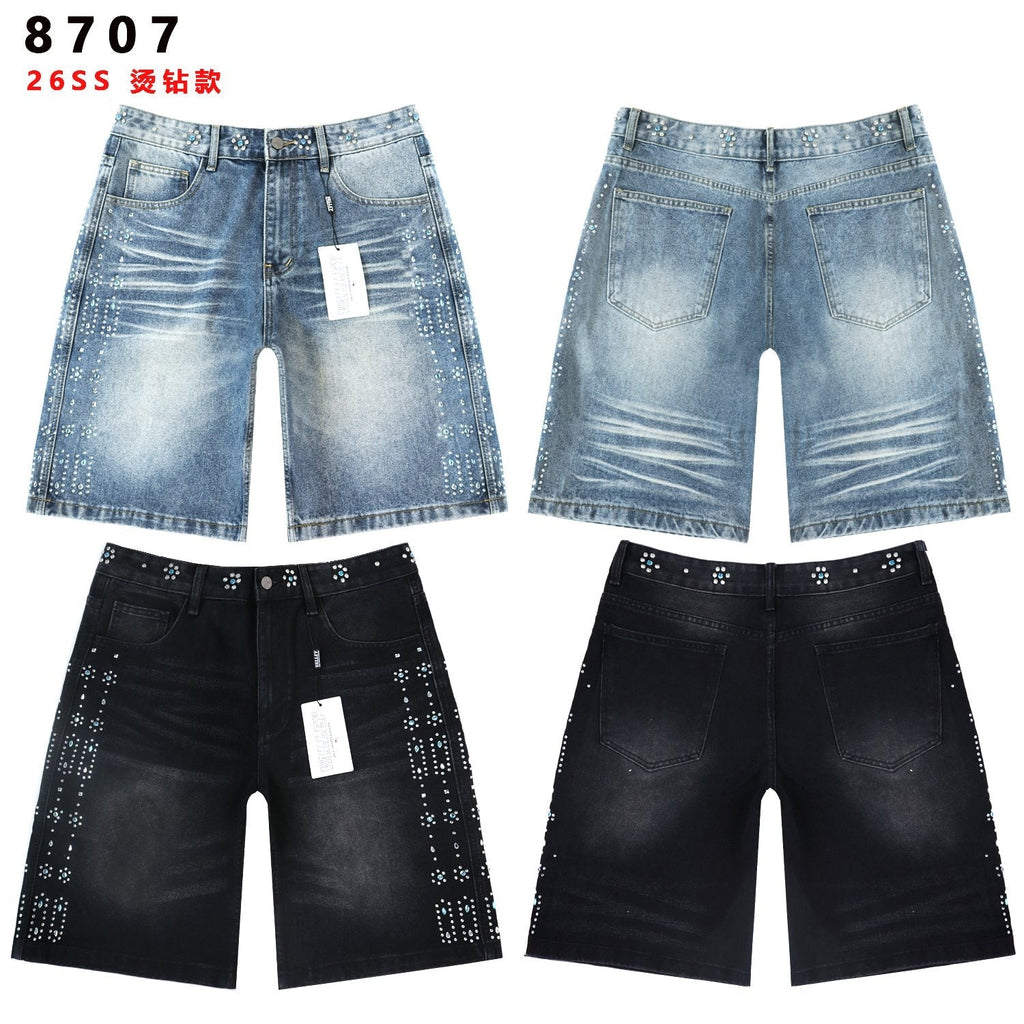 Vale Forever Rhinestone Side-Detail Washed Denim Shorts — comparison