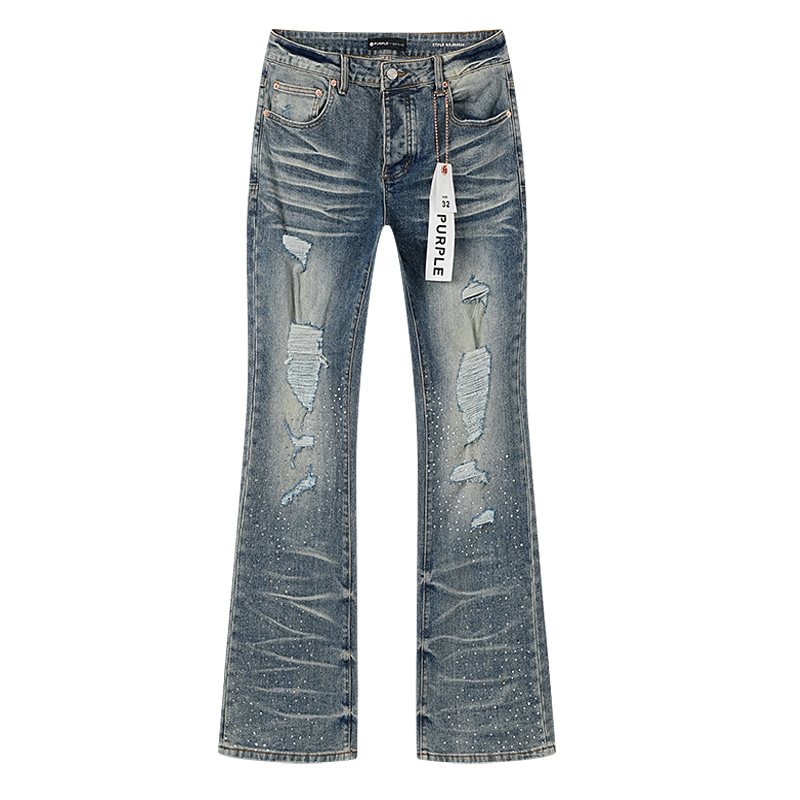 Purple Brand Rhinestone Distressed Flared Jeans — hero