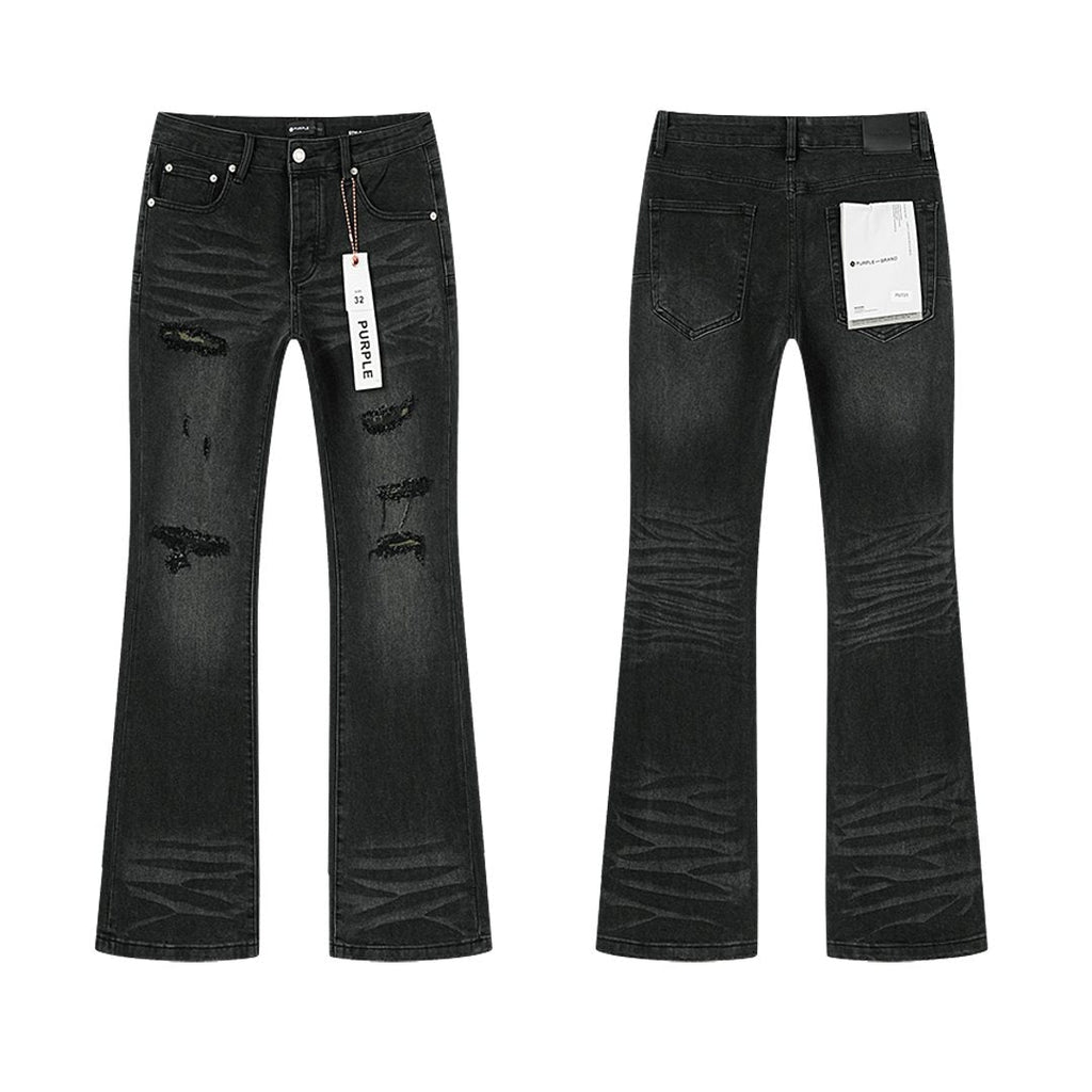 Purple Brand Distressed Washed Flare Jeans — hero