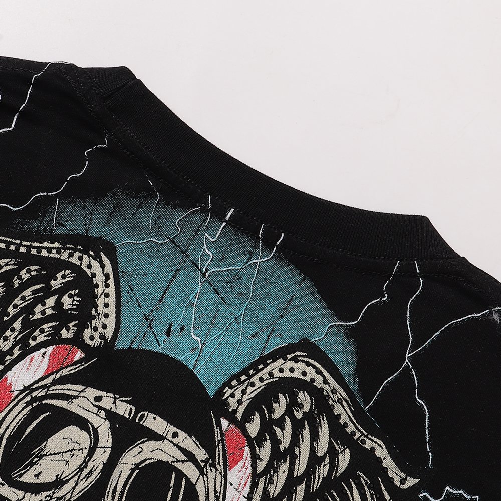 R3BEL Rider Motorcycle Skull Graphic T-Shirt — detail