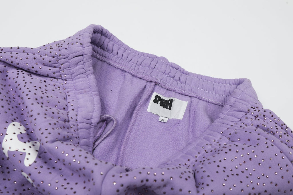 Sp5der Rhinestone Hoodie & Pants Matching Set — neck_label
